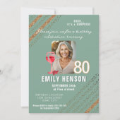 ワインレッド グラス グリッター 誕生日パーティー フォト 招待状 (正面)