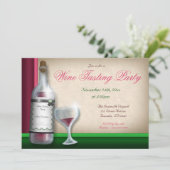 ワインレッド & グリーン - ワイン試飲招待状 招待状 (スタンド正面)