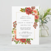 ワインレッド コーラルピンク フラワーリハーサルディナー 招待状 (スタンド正面)