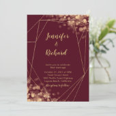 ワインレッド＆ゴールドフレームのボケライト招待状 招待状 (スタンド正面)
