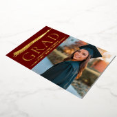 ワインレッド ゴールド タッセル 卒業パーティー オーダーメイド フォト 箔シーズンカード (回転した状態)