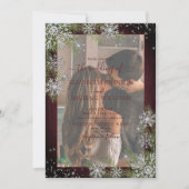 ワインレッド シルバー ウッド チェック ヴェラム フォト ウェディング 招待状 (正面)