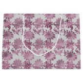 ワインレッド シルバー フラワー ラージペーパーバッグ (正面)