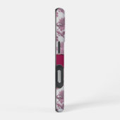 ワインレッド シルバー 花柄 iPhoneケース (右側面)