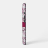 ワインレッド シルバー 花柄 iPhoneケース (左側面)