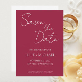 ワインレッド シンプルスタイルの結婚式 セーブザデート
