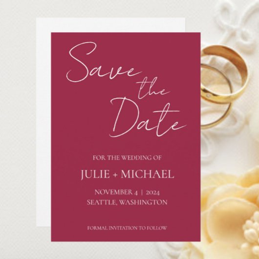 ワインレッド シンプルスタイルの結婚式 セーブザデート
