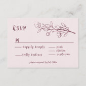 ワインレッド シンプル ボヘミアンフラワー RSVP エンクロージャーカード (正面)