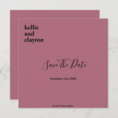 ワインレッド シンプル モダン タイプ 結婚式 セーブザデート (正面/裏面)