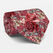 ワインレッド ディープレッド ローズ ブラッシュ ウォーターカラー ネクタイ (ロール)