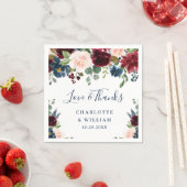 ワインレッド ネイビーブルー フラッシュ フラワーズ ラスティック パーティ スタンダードカクテルナプキン (インサイチュ)