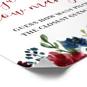 ワインレッド ネイビーブルー フラッシュ フラワーレース ポスター (角)