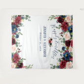 ワインレッド ネイビーブルー フラッシュ 結婚式 フォト ブックドロップ タペストリー (正面(横))