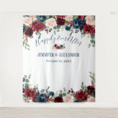 ワインレッド ネイビーブルー フラッシュ 結婚式 フォト ブックドロップ タペストリー (正面)