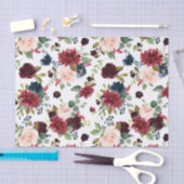 ワインレッド ネイビーブルー 水彩花 薄葉紙 (クラフト)