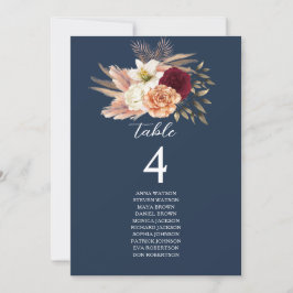 ワインレッド ネイビーブルー 結婚式 席次案内