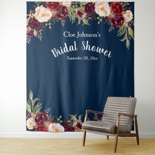 ワインレッド ネイビーブルー 花嫁のシャワー フォトプロップ タペストリー (インサイチュ)