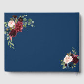 ワインレッド ネイビーブルー 花柄 ゴールドフレーム 結婚式 ゲストブック (裏面)
