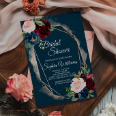 ワインレッド ネイビー ゴールドの結婚前お披露目招待状 招待状