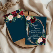 ワインレッド ネイビー ゴールドの結婚前お披露目招待状 招待状