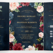 ワインレッド ネイビー ゴールド 三つ折り 結婚式招待状 (内部中)