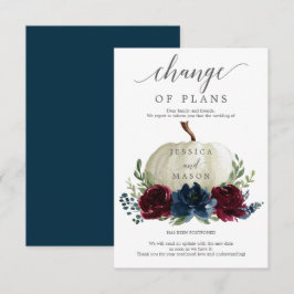 ワインレッド ネイビー パンプキン 予定変更のお知らせ 招待状
