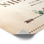 ワインレッド ネイビー フラワー ラスティック ブライダルシャワーのお出迎え ポスター (角)