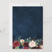 ワインレッド ネイビー フローラル ラスティック ボーホー ブライズシャワー 招待状 (裏面)