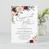 ワインレッド ネイビー ユーカリ ローズ 婚約パーティー 招待状 (スタンド正面)