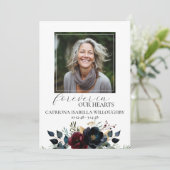 ワインレッド ネイビー 花 モチーフ 追悼 式 プログラム (スタンド正面)