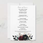 ワインレッド ネイビー 花 モチーフ 追悼 式 プログラム (裏面)