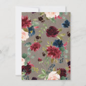 ワインレッド バーガンディ 花柄 21歳の誕生日パーティー 招待状 (裏面)