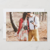 ワインレッド フォト ウェディング ご案内 QRコード 保存日付 招待状 (裏面)