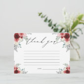 ワインレッド & フラワーの感謝 招待状 (スタンド正面)