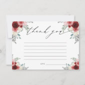ワインレッド & フラワーの感謝 招待状 (正面)