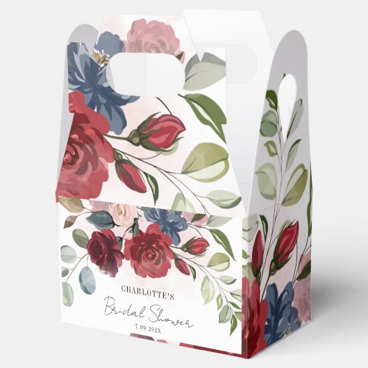 ワインレッド フラワーブライダルシャワー オーダーメイド フェイバーボックス (オープン)