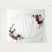 ワインレッド フラワー ゴールド ウェディング フォトブース 背景 タペストリー (正面(横))