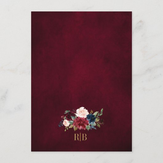 ワインレッド フラワー ゴールド ネイビーブルー ウェディング 詳細 エン エンクロージャーカード (裏面)