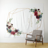 ワインレッド フラワー ゴールド 結婚式 フォトブース 背景 タペストリー (インサイチュ(横))