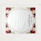 ワインレッド フラワー ジオメトリック ブライダルシャワー 背景 タペストリー (正面(横))