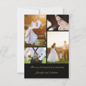 ワインレッド フラワー ブラック ゴールド フォト ウェディング サンクスカード サンキューカード (裏面)