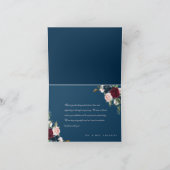 ワインレッド&ブルーエレガント水彩花 サンキューカード (内部)