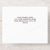 ワインレッド・ホワイト | ミニマル モダン エレガント フォイル オールインワン招待状 (背面)