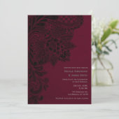 ワインレッド・ボルドー・ブラック ヴィンテージ レース ウェディング 招待状 (スタンド正面)