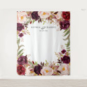 ワインレッド マルサラ フラワーの結婚式装飾用背景 タペストリー (正面)