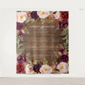 ワインレッド マルサラ フラワーの結婚式装飾用背景 タペストリー (正面)