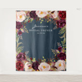 ワインレッド マルサラ フラワーブライダルシャワー 背景ボード タペストリー (正面)