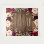 ワインレッド マルサラ フラワーブライダルシャワー 背景 タペストリー (正面(横))