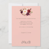 ワインレッド マルサラ フラワー 日程変更カード - ピンク 2 招待状 (裏面)