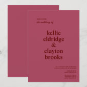 ワインレッド モダン タイプ 結婚式招待状 招待状 (正面/裏面)